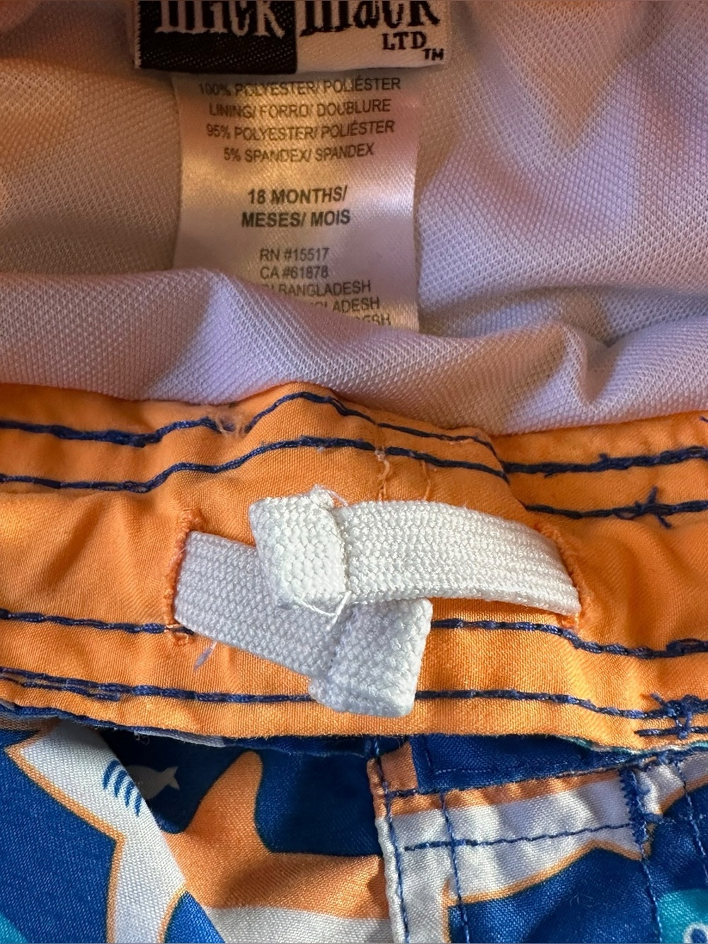 Mick Mack Navy Kids Swim Trunks with Orange Sea Creature Accents 18 Mos - Picture 4 of 7
